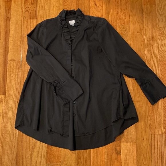 Chicos Long Sleeve Black Button Down Blouse, size 12/14 - Picture 2 of 6